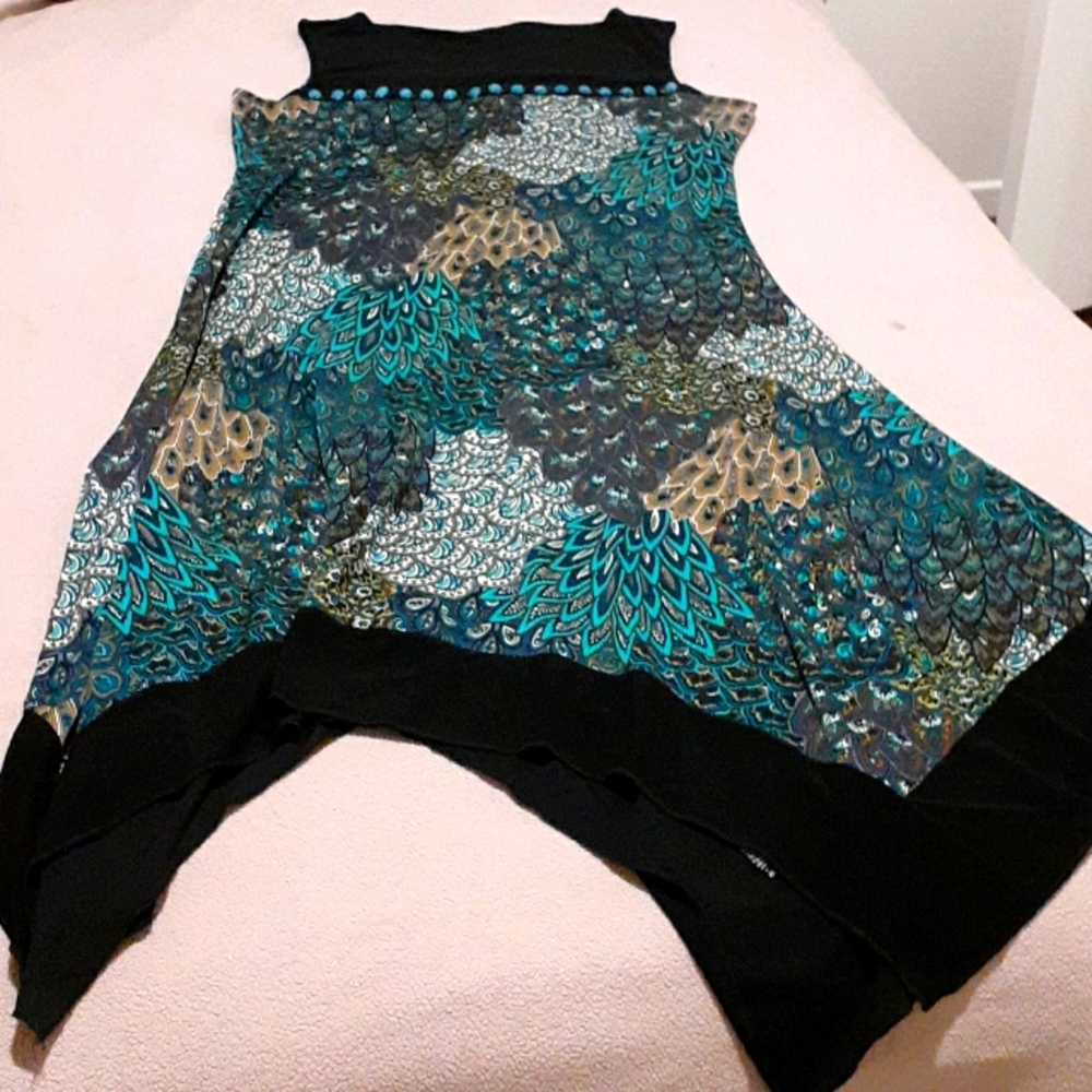 Turquoise and Black Dress